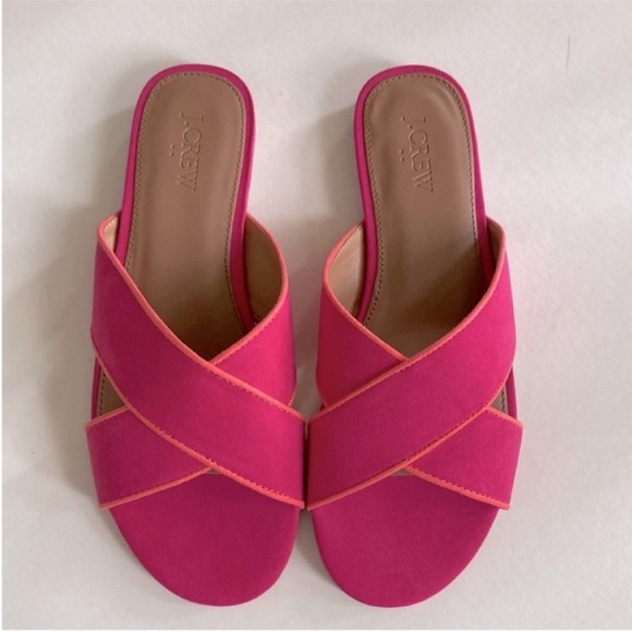 J. Crew Shoes - J. Crew Microsuede Criss Cross Slide Sandals in Crisp Begonia